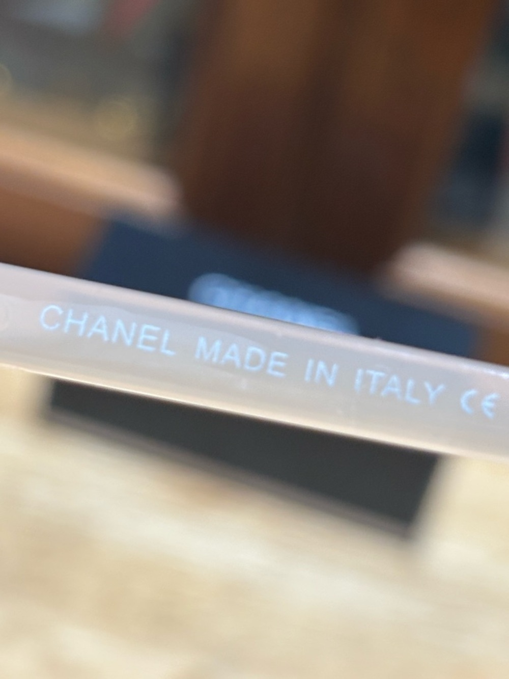 Classic Chanel logoOval Cream Frame Sunglasses with Brown Lenses - Picture 3 of 3
